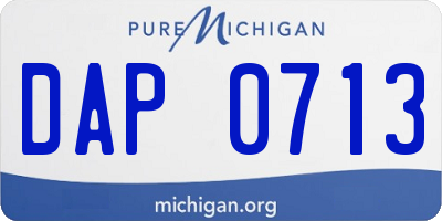 MI license plate DAP0713
