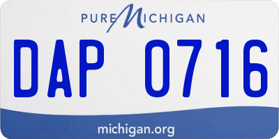 MI license plate DAP0716
