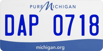 MI license plate DAP0718