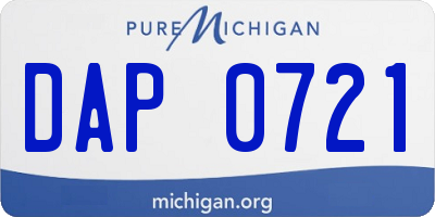 MI license plate DAP0721