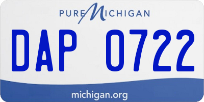 MI license plate DAP0722