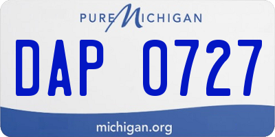 MI license plate DAP0727