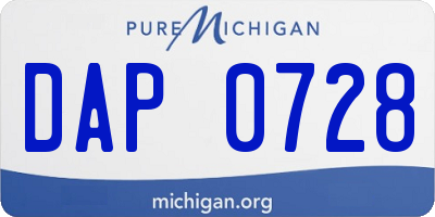 MI license plate DAP0728