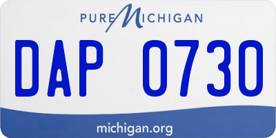 MI license plate DAP0730