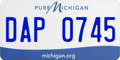 MI license plate DAP0745