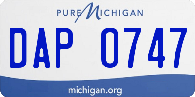 MI license plate DAP0747