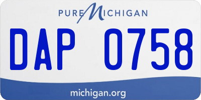 MI license plate DAP0758