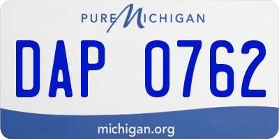 MI license plate DAP0762