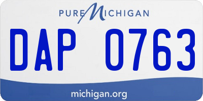MI license plate DAP0763