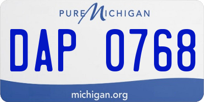MI license plate DAP0768
