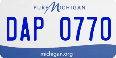 MI license plate DAP0770
