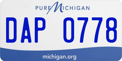MI license plate DAP0778