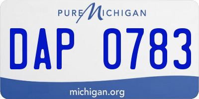 MI license plate DAP0783