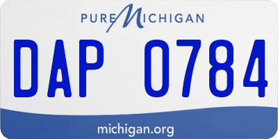 MI license plate DAP0784