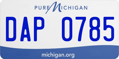 MI license plate DAP0785