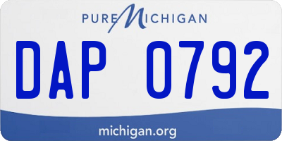 MI license plate DAP0792