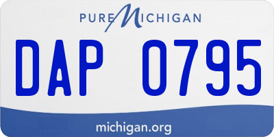 MI license plate DAP0795