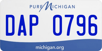 MI license plate DAP0796
