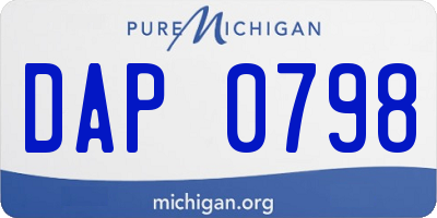 MI license plate DAP0798