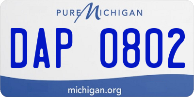 MI license plate DAP0802