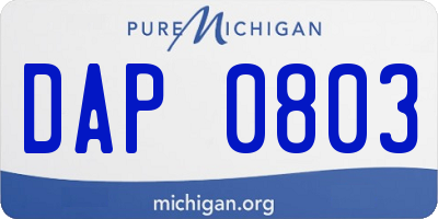 MI license plate DAP0803
