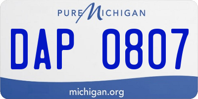 MI license plate DAP0807