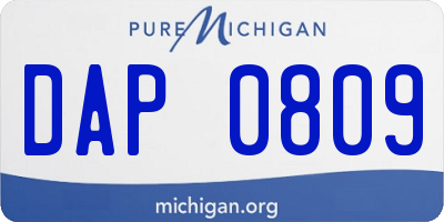 MI license plate DAP0809