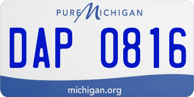 MI license plate DAP0816