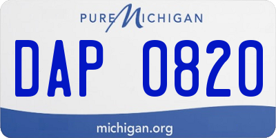 MI license plate DAP0820