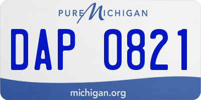 MI license plate DAP0821