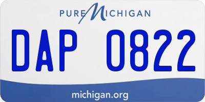 MI license plate DAP0822