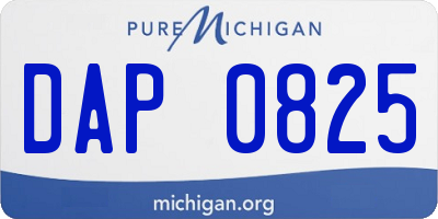 MI license plate DAP0825