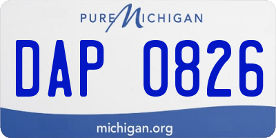 MI license plate DAP0826
