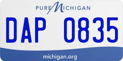 MI license plate DAP0835