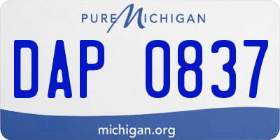 MI license plate DAP0837