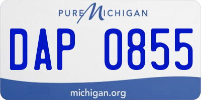 MI license plate DAP0855