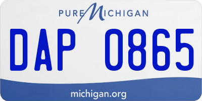 MI license plate DAP0865