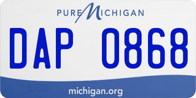 MI license plate DAP0868