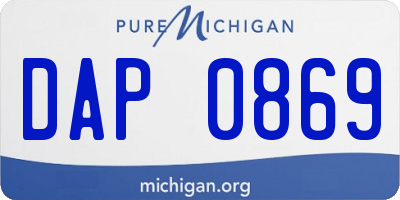 MI license plate DAP0869