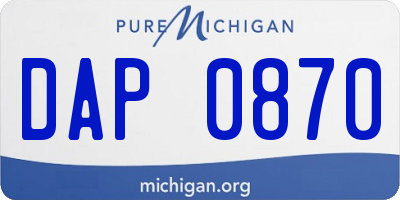 MI license plate DAP0870