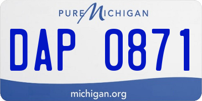 MI license plate DAP0871