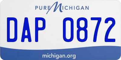 MI license plate DAP0872