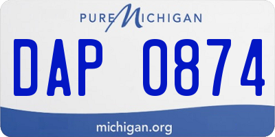 MI license plate DAP0874