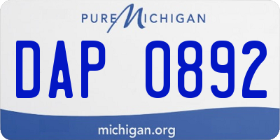 MI license plate DAP0892