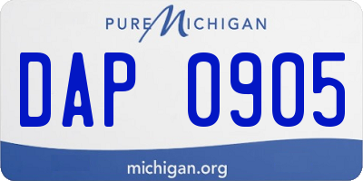 MI license plate DAP0905