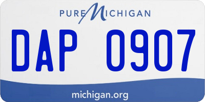MI license plate DAP0907