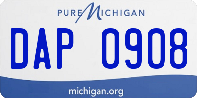 MI license plate DAP0908
