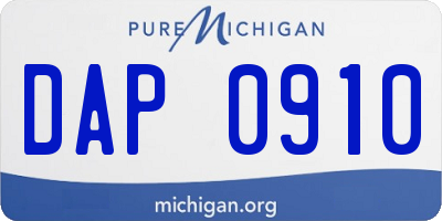 MI license plate DAP0910