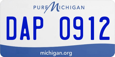 MI license plate DAP0912