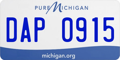 MI license plate DAP0915